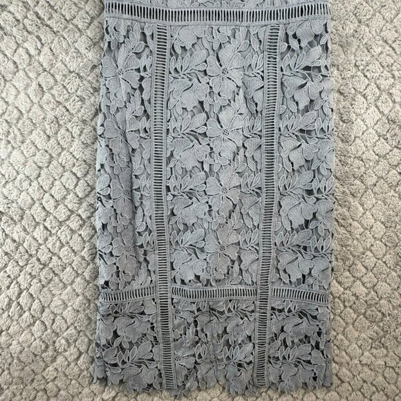 Bardot Botanical Lace Overlay knee‎ dress Size 8 100% Polyester Dusty Blue - Picture 11 of 13